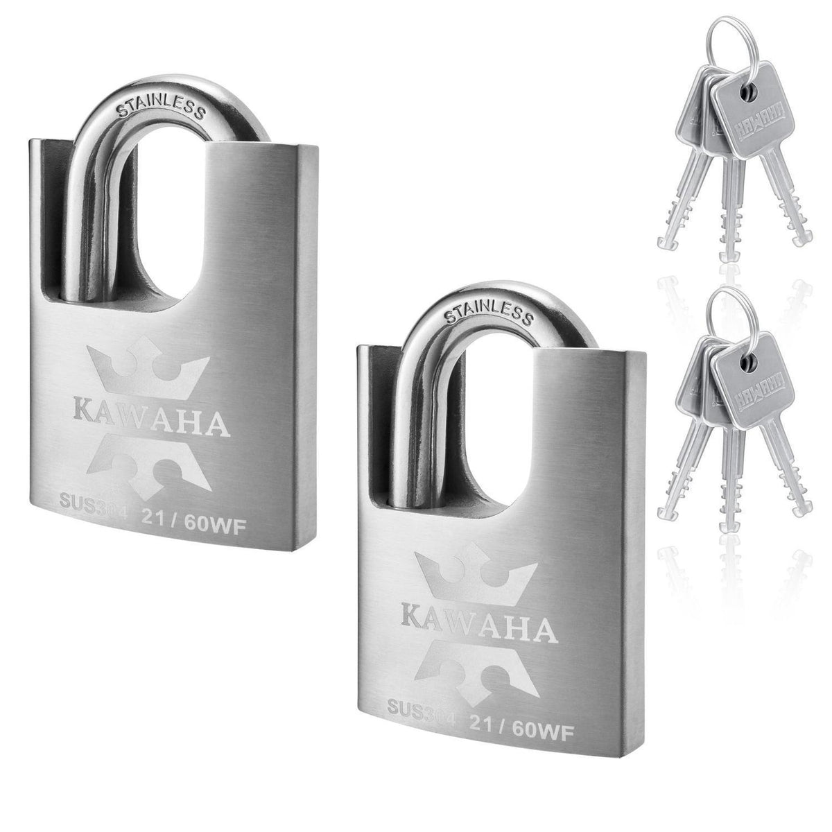 Edelstahl Vorhängeschloss 60mm - 2er Pack, Gleichschließend