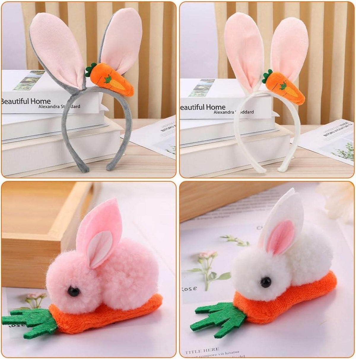 Ostern Hasenohren Haarreif Bunny Karotte Plüsch Osterhasen Kostüm Set