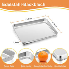 Herogo Edelstahl Backblech mit Abkühlgitter Set 23,7x17,9 cm