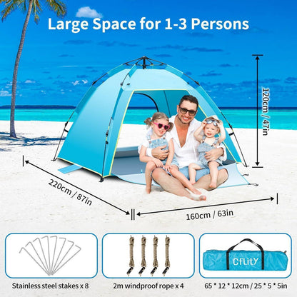 Cflity Strandmuschel Automatisches Pop-Up Zelt UV-Schutz