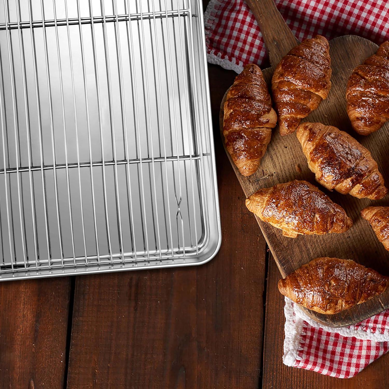 Edelstahl Backblech Abkühlgitter Set Kuchenblech Kuchengitter 31,5x24,5 cm