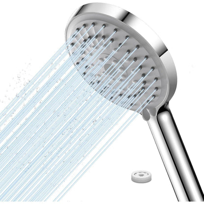 Wassersparender Duschkopf mit 5 Strahlarten – Chrom