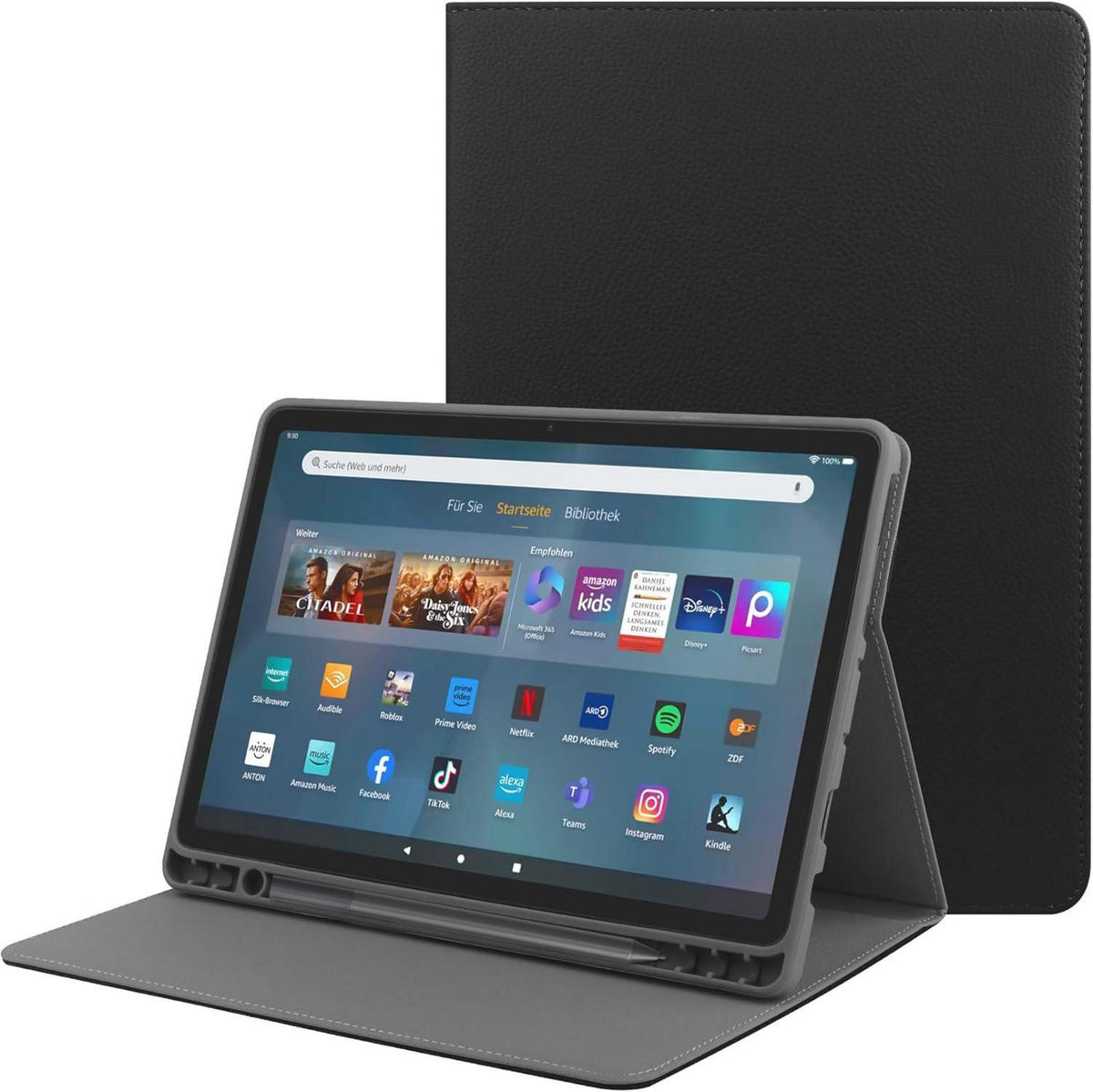 Schwarze HoYiXi Schutzhülle für Amazon Fire HD 10 & HD 10 Plus Tablet