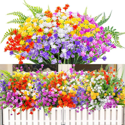 12er Set UV-beständige künstliche Balkonblumen mit 6 Farben
