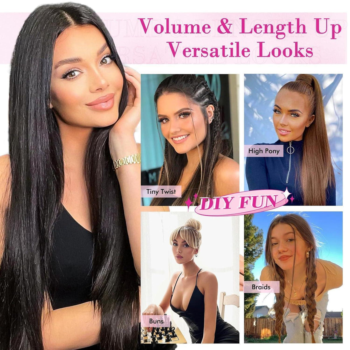 Clip-in Haarverlängerung Aschbraun mit Platinblond 61cm