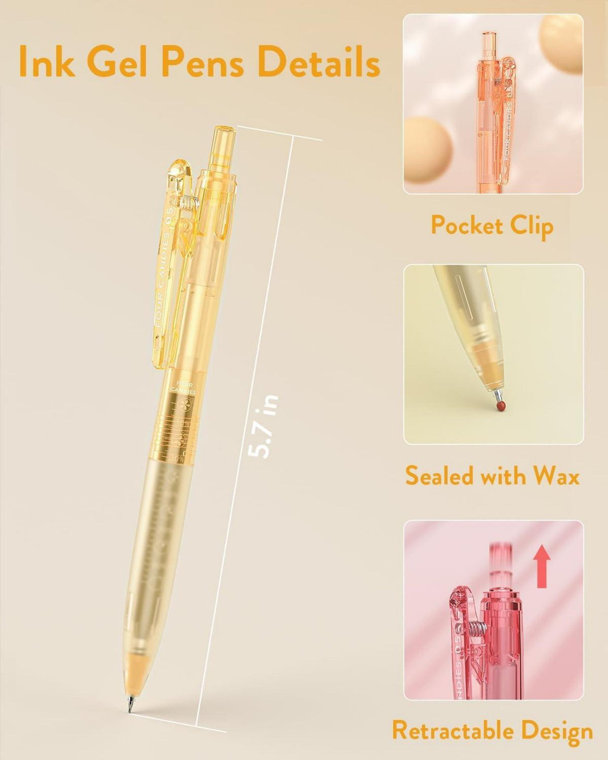 12er Packung Schwarze Tinte Gelstifte, 0,5 mm feine Spitze, einziehbar & schnell