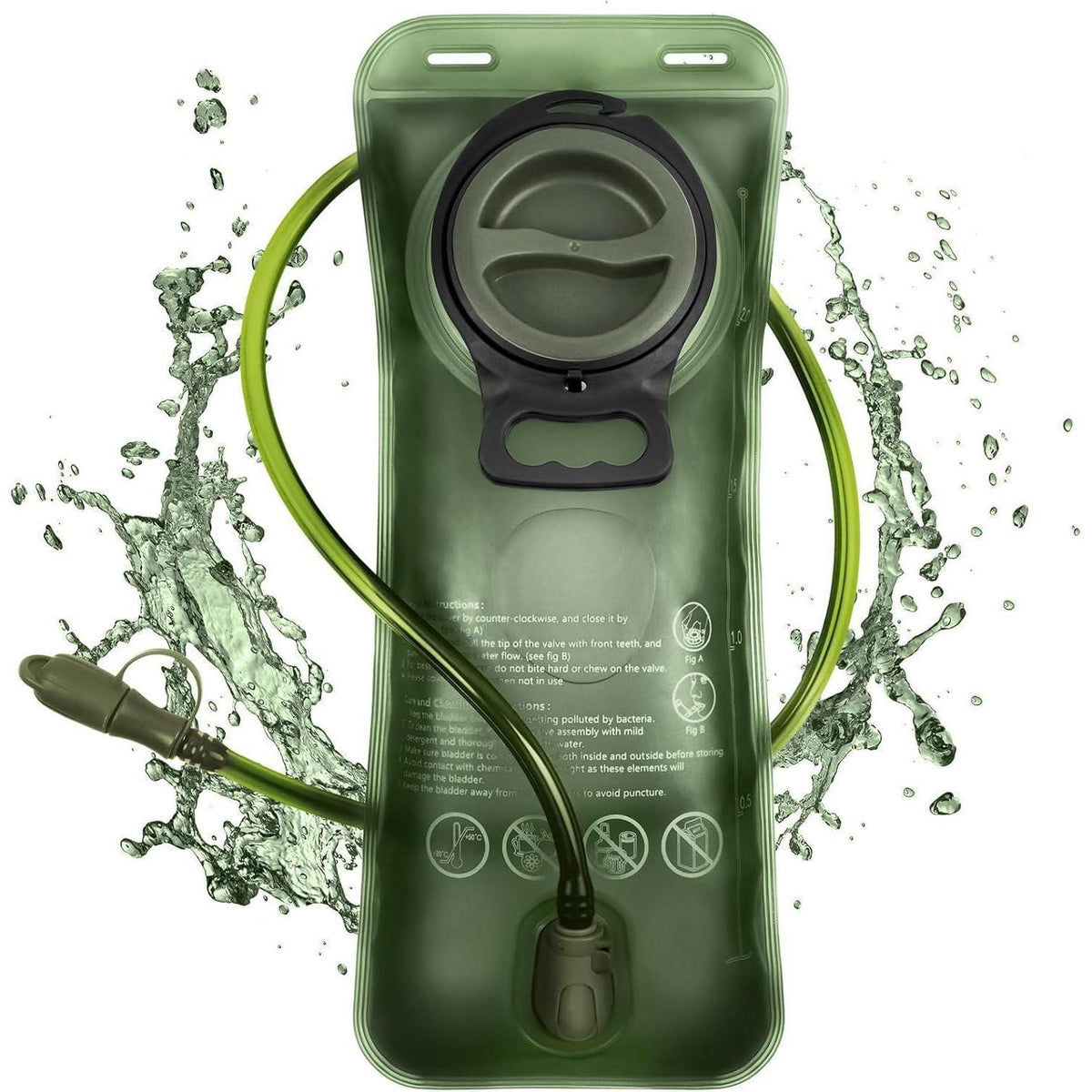 Trinkblase 2L für Rucksack, BPA-frei, auslaufsicher, Grün
