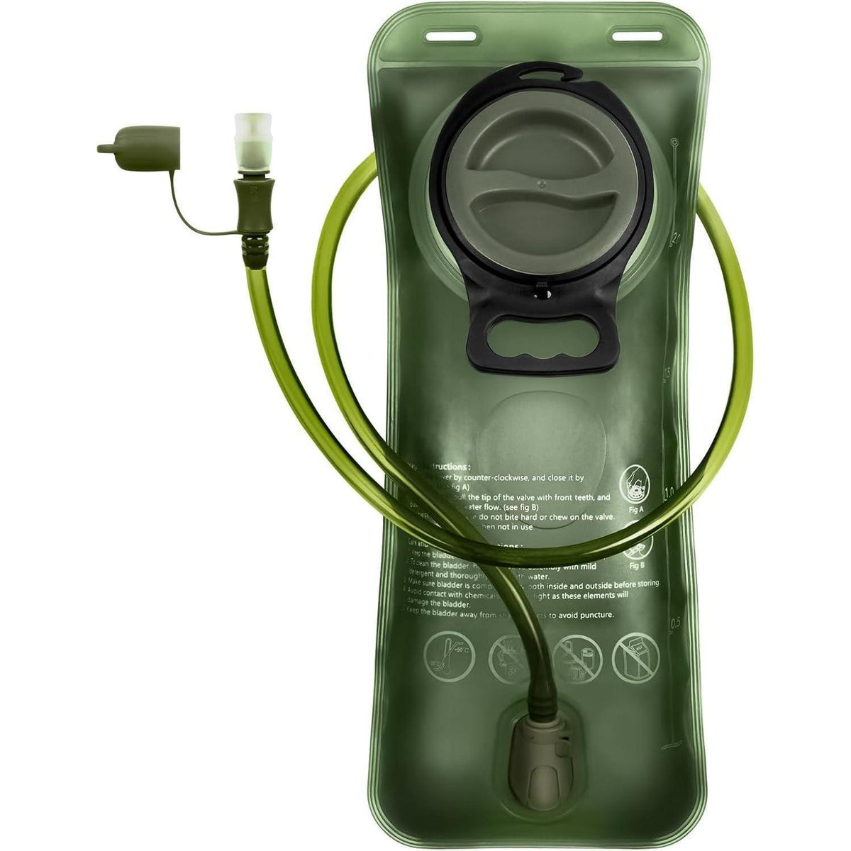 Trinkblase 2L für Rucksack, BPA-frei, auslaufsicher, Grün