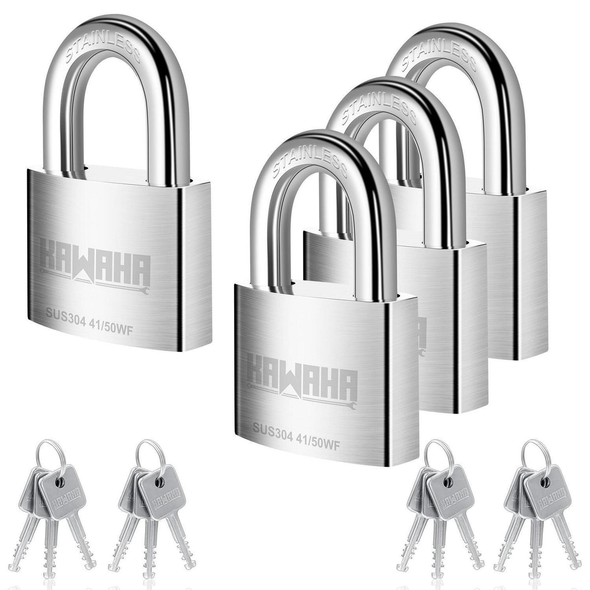 Edelstahl Vorhängeschloss 50mm – 4er Set, Hochsicherheit