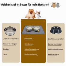 Keramik Doppelnapf für Hunde & Katzen mit Bambus Ständer