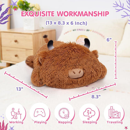 Hochlandrind Kuscheltier Plüschkissen 33 cm – Weiches Geschenk für Kinder