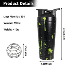 Edelstahl Protein Shaker mit Kugel, Skala, Abdichtung 750ml
