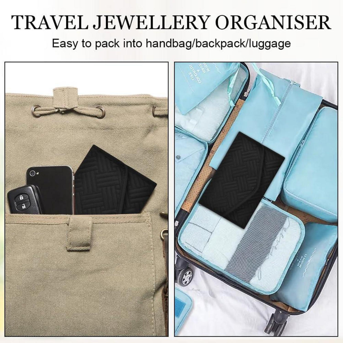 Aucuu Schmuckroll Organizer Tasche für Reise Schmuckaufbewahrung