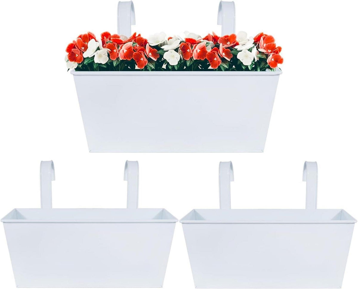 3 Hängende Blumentöpfe Metall Weiß 30.5x13x13cm - Aufhängbare