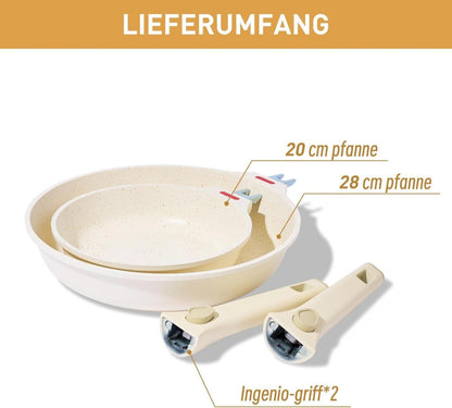 JEETEE Topf und Pfannenset 4-Teilig, Granit-Antihaft Töpfe