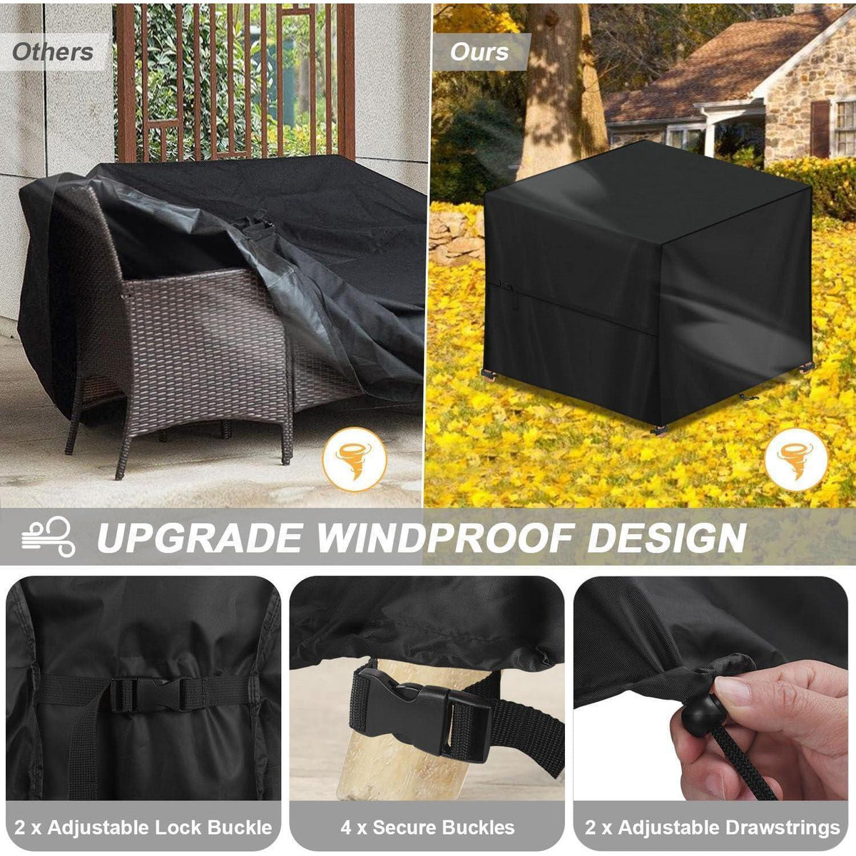 Quadratische Gartenmöbel Abdeckhaube 80x80x80cm Wasserdicht Oxford 420D