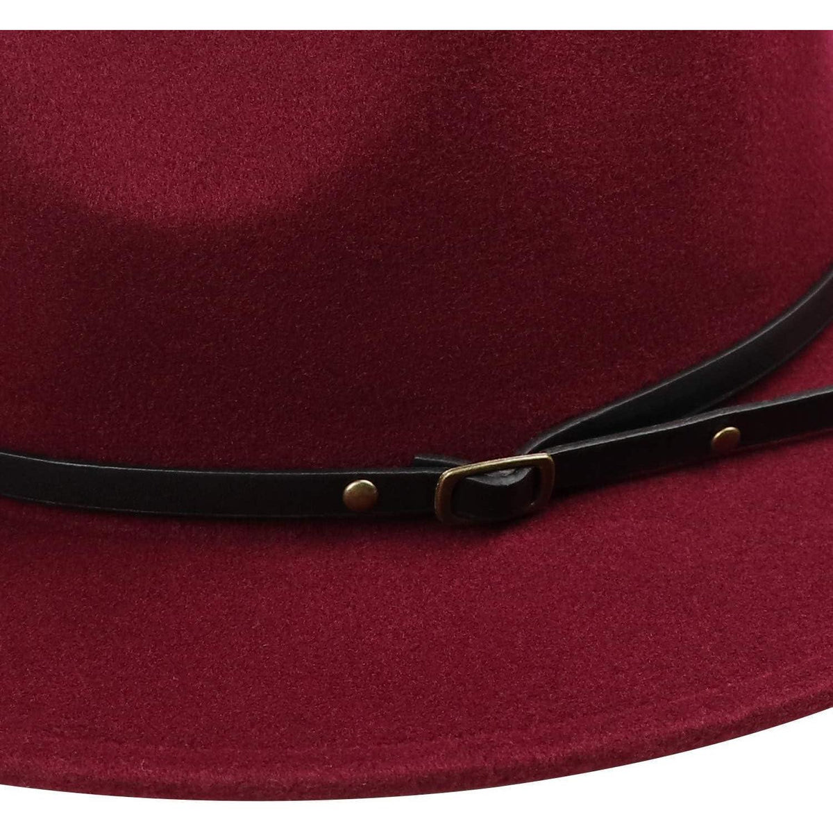 Damen Fedora Hut mit breiter Krempe Burgundy M