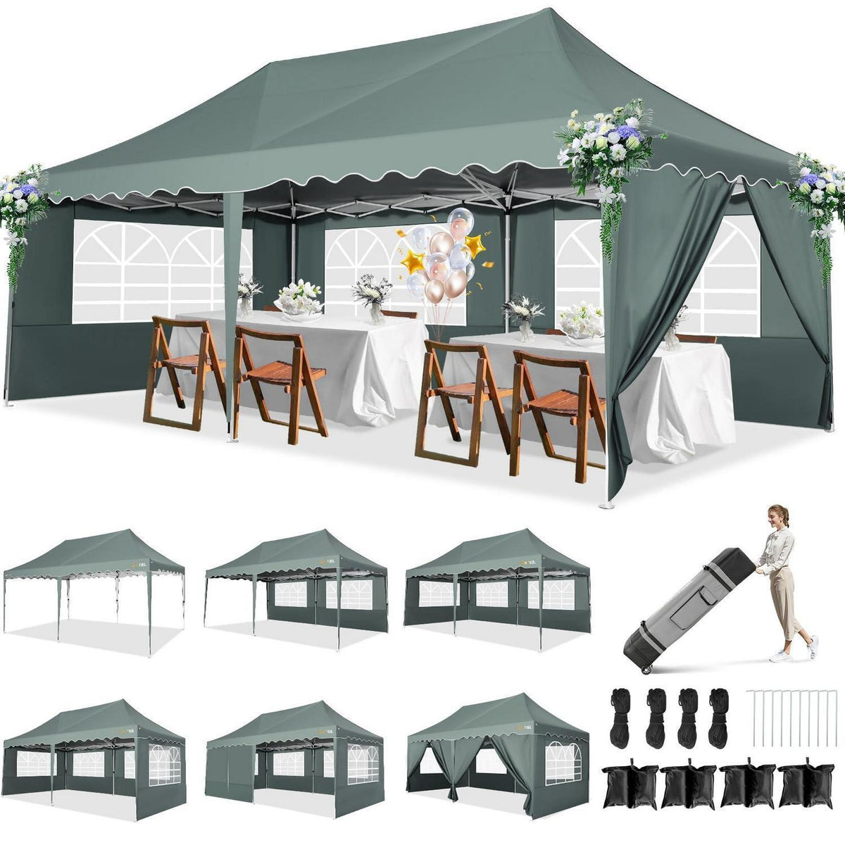 Faltpavillon 3x6 mit Seitenwänden – Wasserdicht & Stabil