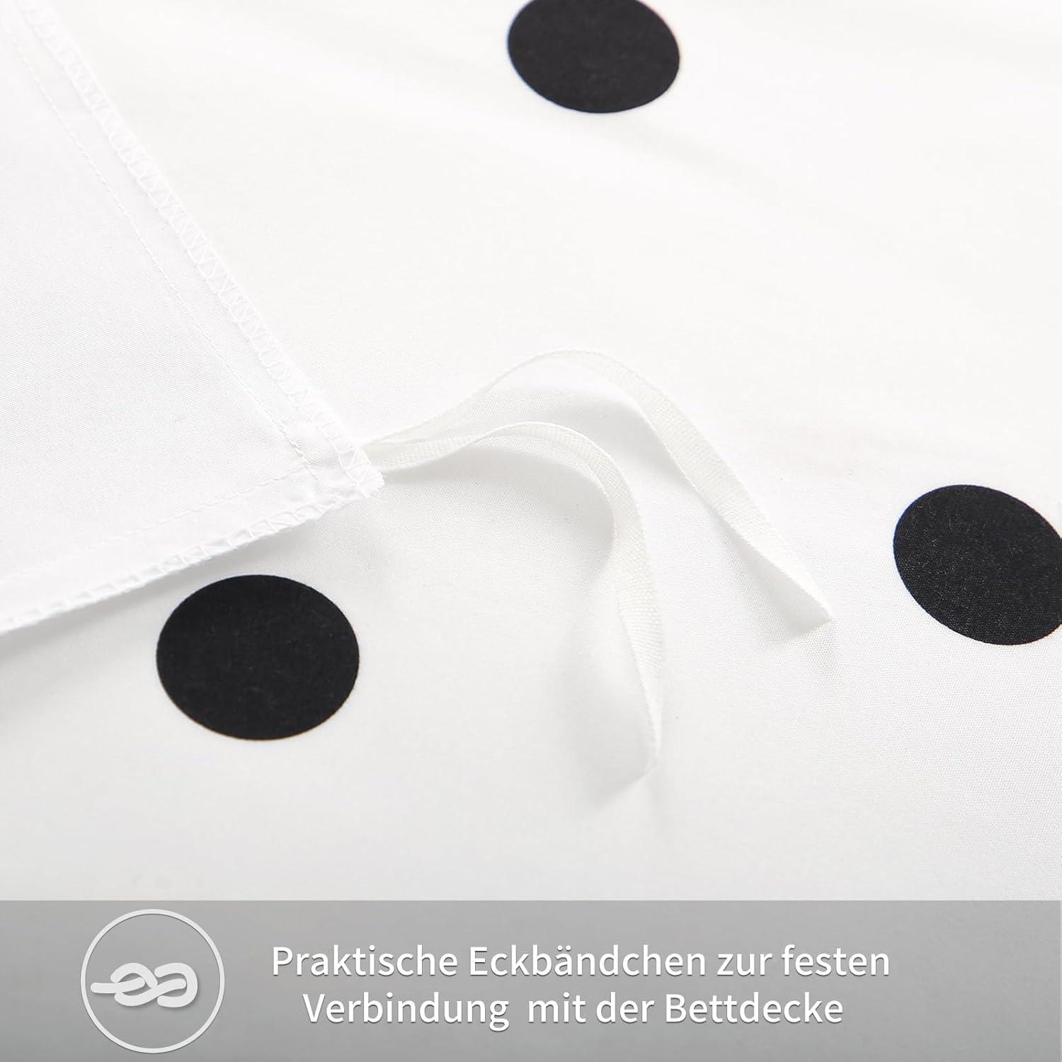 Bettwäsche 200x200 Weiß Polka Dot Mikrofaser 3tlg Set - Weich & Bügelfrei