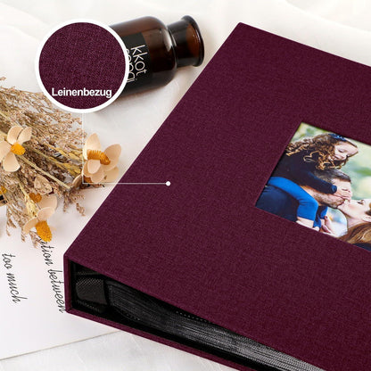 Großes XXL Fotoalbum 10x15cm 1000 Taschen Leinen Violett