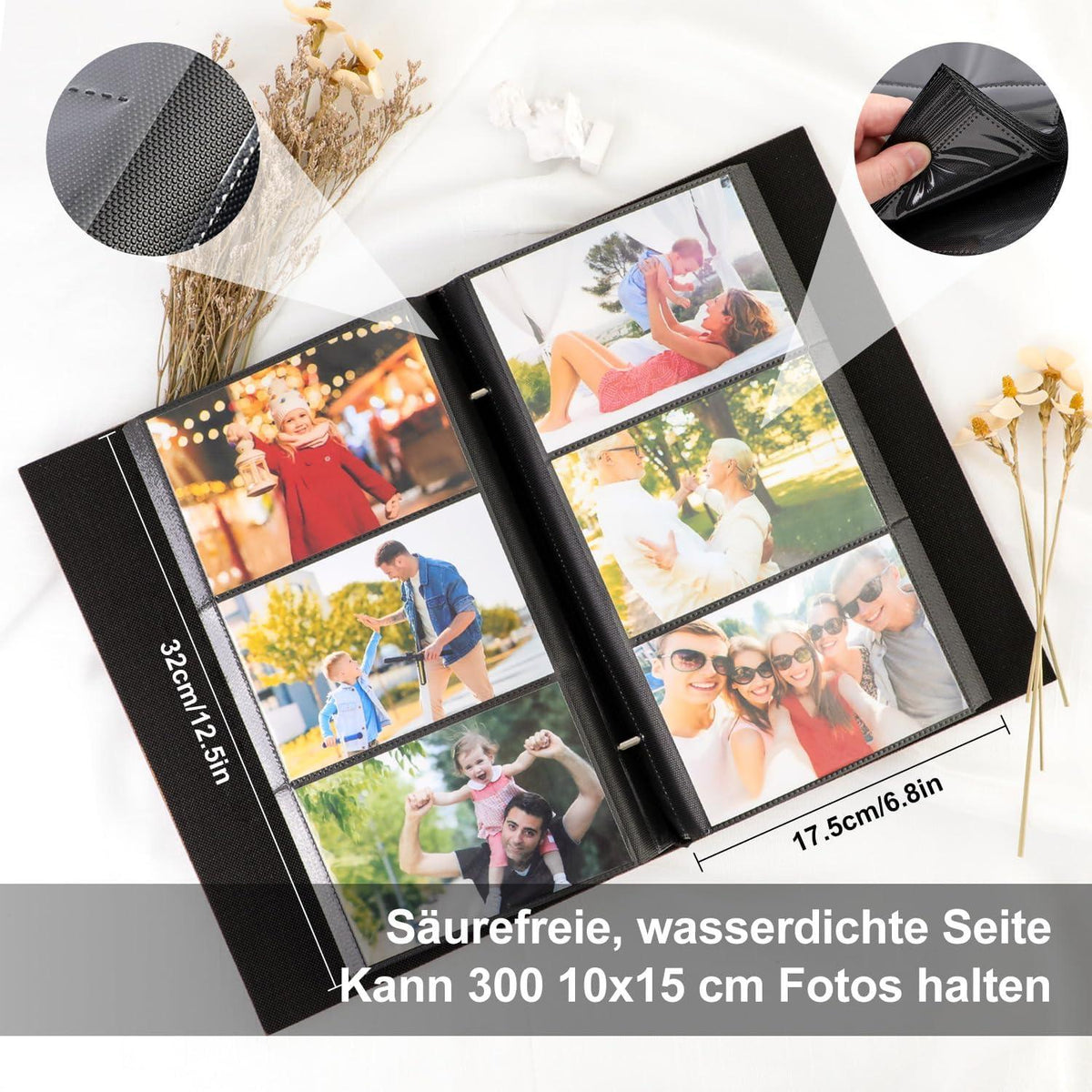 Fotoalbum 10x15 Leinen Einsteckalbum Querformat Violett 300 Taschen