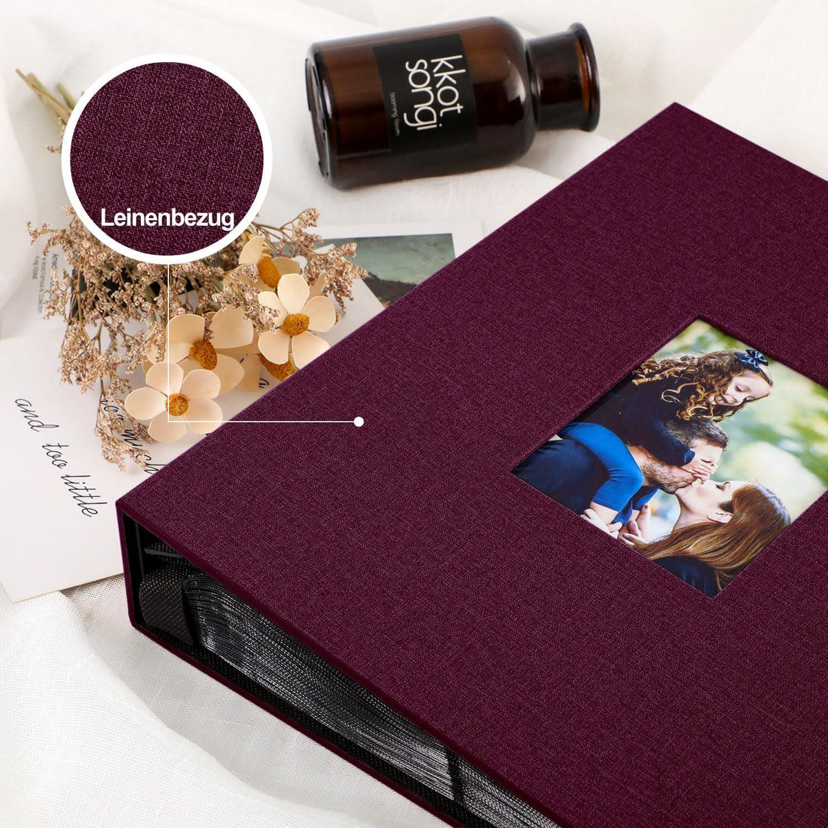 Fotobuch 400 Taschen Leinen Einsteckalbum Hochformat Violett