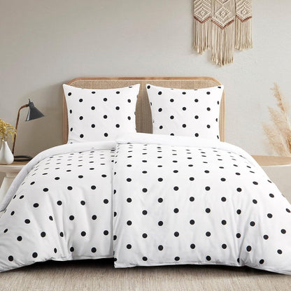Bettwäsche-Set 135x200cm 4teilig Mikrofaser Weiß Polka Dot