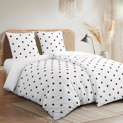 Bettwäsche-Set 135x200cm 4teilig Mikrofaser Weiß Polka Dot