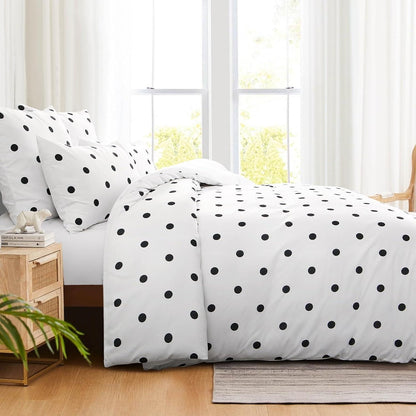 Bettwäsche-Set 135x200cm 4teilig Mikrofaser Weiß Polka Dot