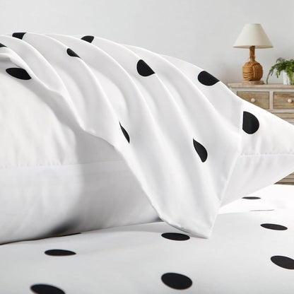 Bettwäsche-Set 135x200cm 4teilig Mikrofaser Weiß Polka Dot