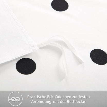 Bettwäsche 200x220 Weiß Polka Dot Mikrofaser Set SEO 3tlg