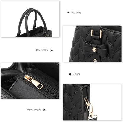 Damen Handtasche Gestepptes Design PU-Leder Groß Schultertasche