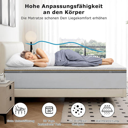Slybear Topper 140x200cm Gelschaum H3 H4 7,5cm Höhe waschbarer Bezug
