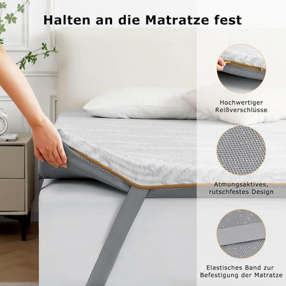 Matratzentopper Gelschaum 180x200cm H3 H4 7,5cm atmungsaktiv waschbar