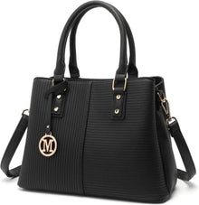 Elegante PU Leder Damen Handtasche Henkeltasche Vintage Schwarz