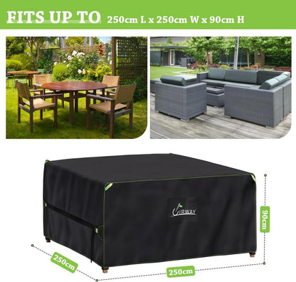 Abdeckung Gartenmöbel 250x250x90cm wasserdicht Oxford Gewebe Belüftung