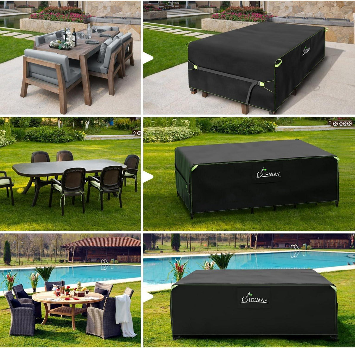 UIRWAY Abdeckung Gartenmöbel 150x90x74cm wasserdicht Oxford Loungemöbel