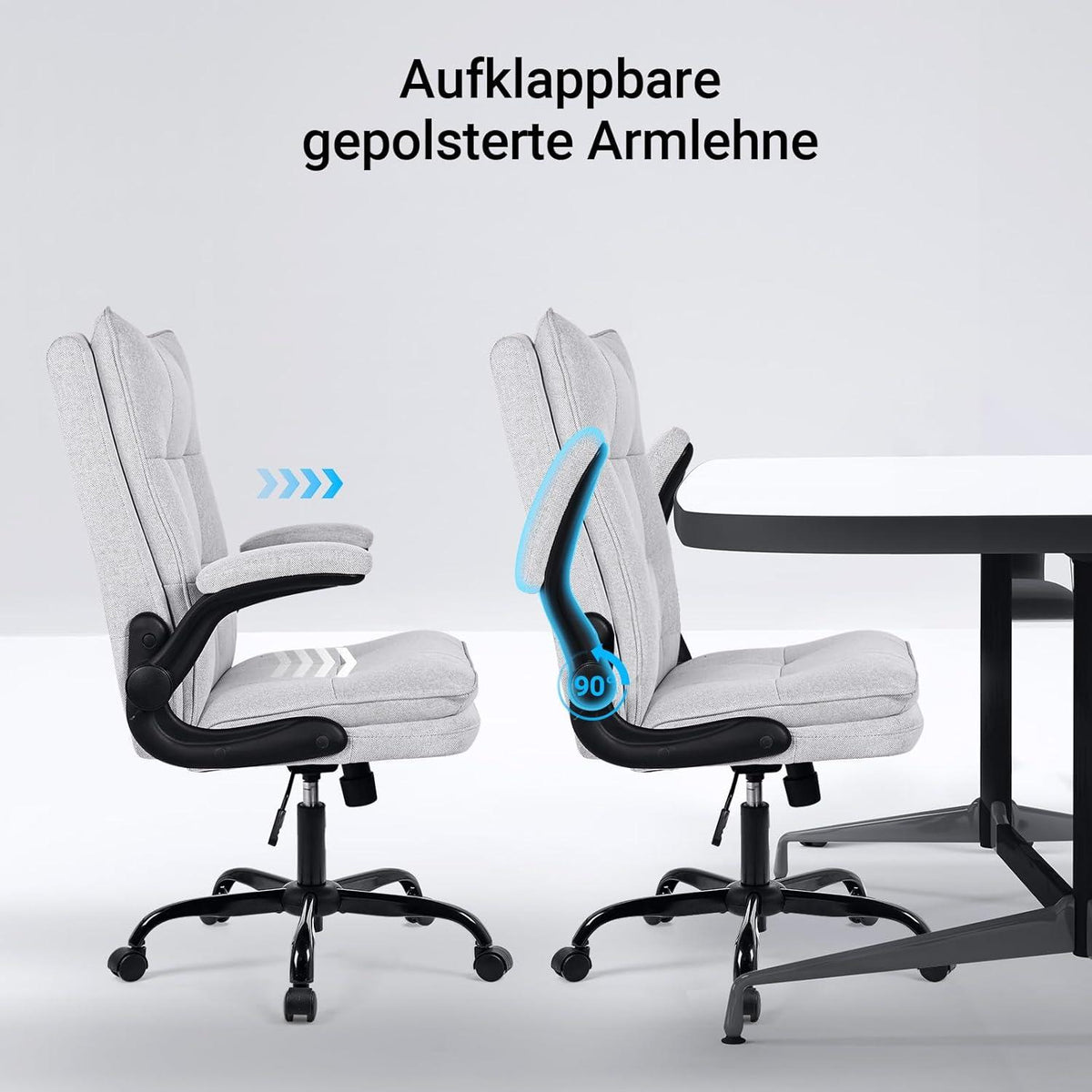 Ergonomischer Bürostuhl Stoff Armlehne drehbar Höhenverstellbar Grau