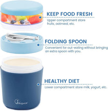 Bugucat 2in1 Müslibecher to Go 500ml+150ml Blau mit Löffel