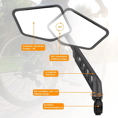 Arkham 360° HD Edelstahl Fahrradspiegel für Lenker