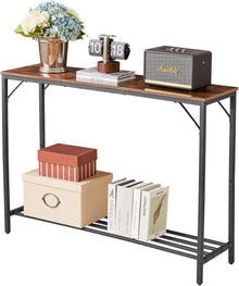 Schmaler Konsolentisch mit Spleißdesign 107x30x78cm Rustikal Braun