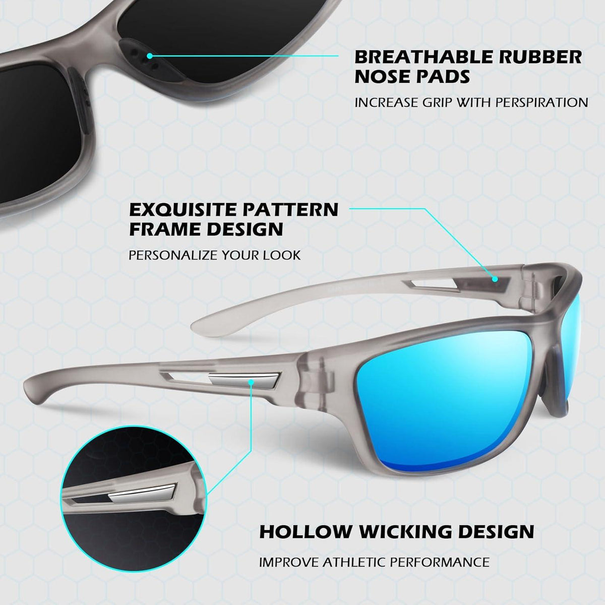 Polarisierte Sonnenbrille Sport Herren Damen UV400 Cat 3 CE