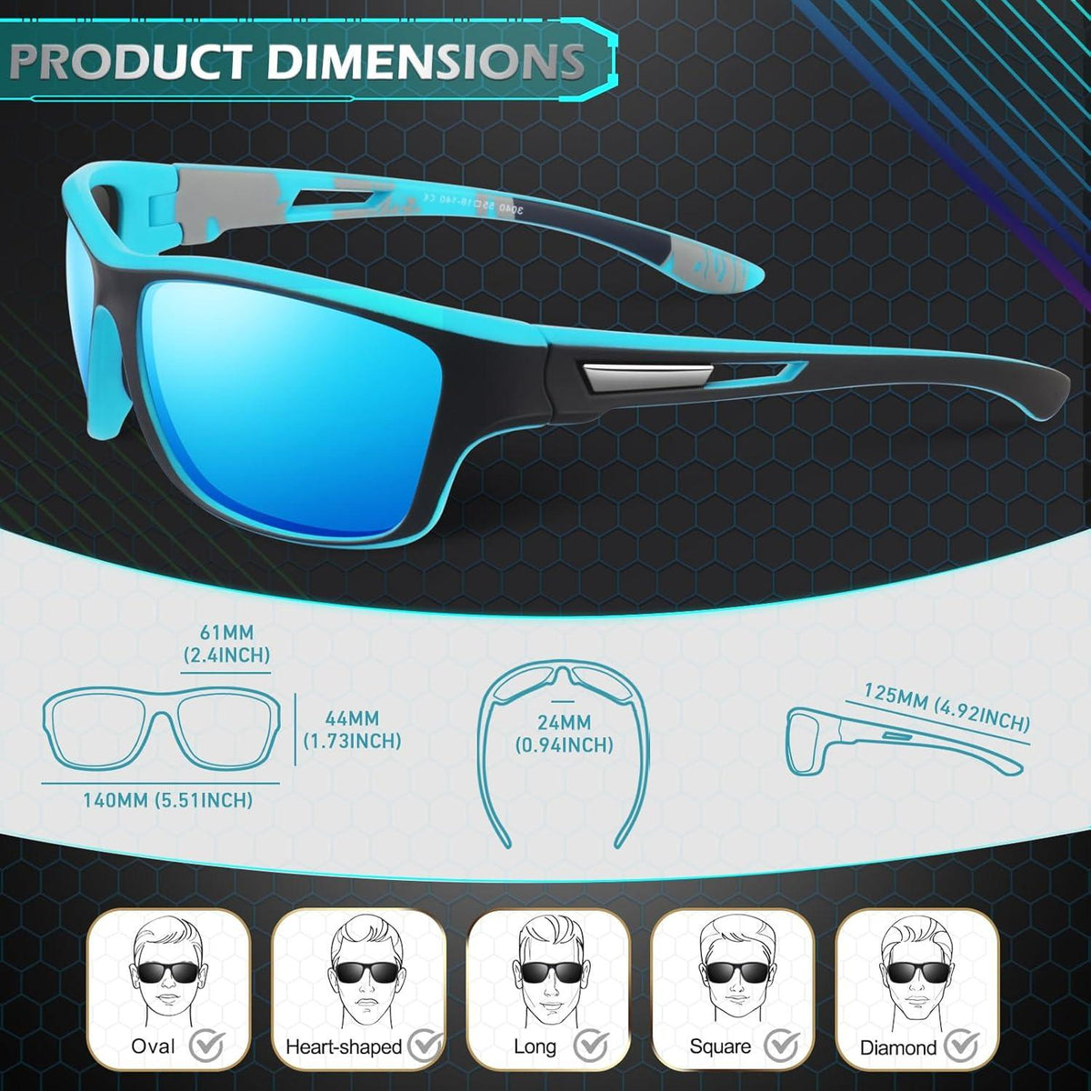 Sunier Polarisierte Sonnenbrille Herren Damen UV400 Sport Angeln Fahren