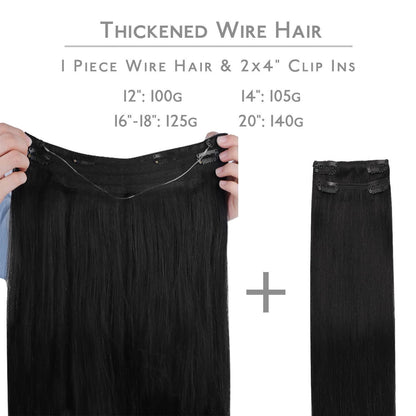 Flip-in Haarverlängerung Echthaar 50cm Tief Schwarz