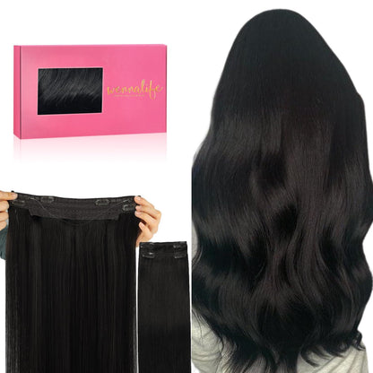 Echthaar Flip-in Extension 50cm – Natürliches Schwarz