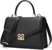Leichte Damen Leder Umhängetasche Crossbody Schwarz