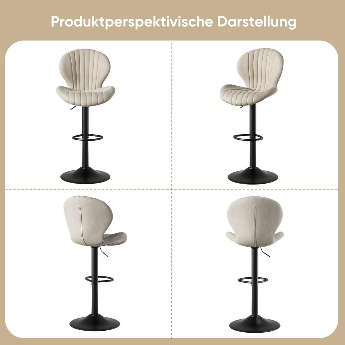Verstellbarer Barhocker 2er Set mit Fußstütze & Lehnen