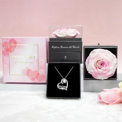 Sunia Ewige Rose für Mama mit 925 Silber Halskette - Muttertagsgeschenk