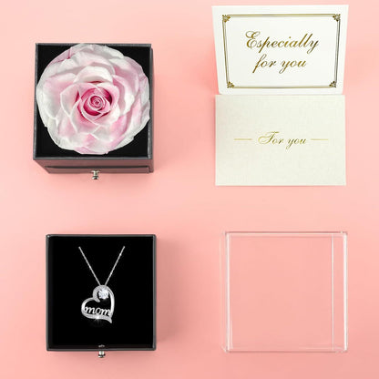 Ewige Rose Herz Halskette 925 Silber Mamma Geschenk Set