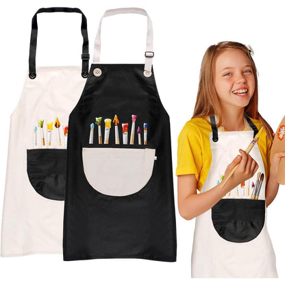 Malkittel Kinder 2er Set, 60x45cm, Wasserdicht, Verstellbar, mit Taschen